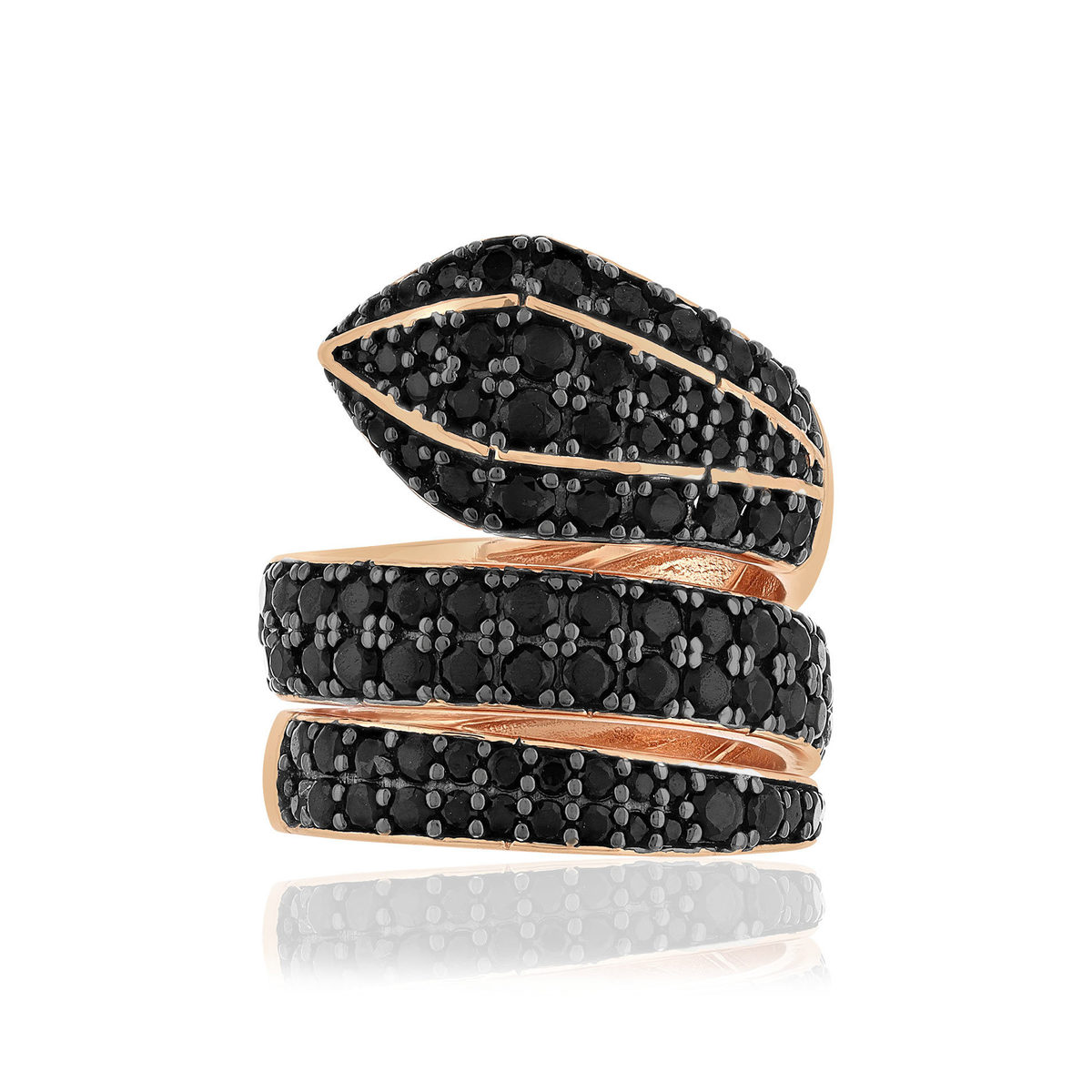 Bague argent 925 rose et ruthénium noir, zirconias - vue 3