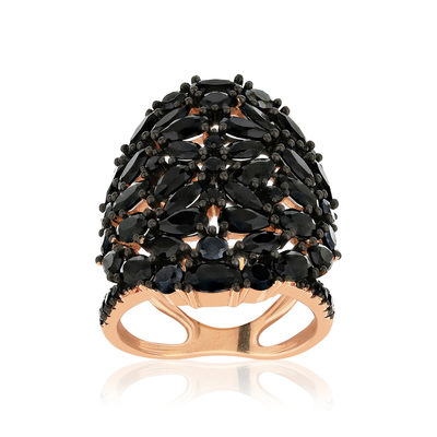 Bague argent 925 rose et ruthénium noir, zirconias noirs.