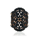 Bague argent 925 rose et ruthénium noir, zirconias noirs. - vue 3