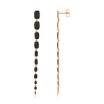 Boucles d'oreilles pendants argent 925 rose et ruthénium noir, zirconias noir. - vue 1