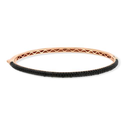 Bracelet argent 925 rose et ruthénium noir zirconias noirs