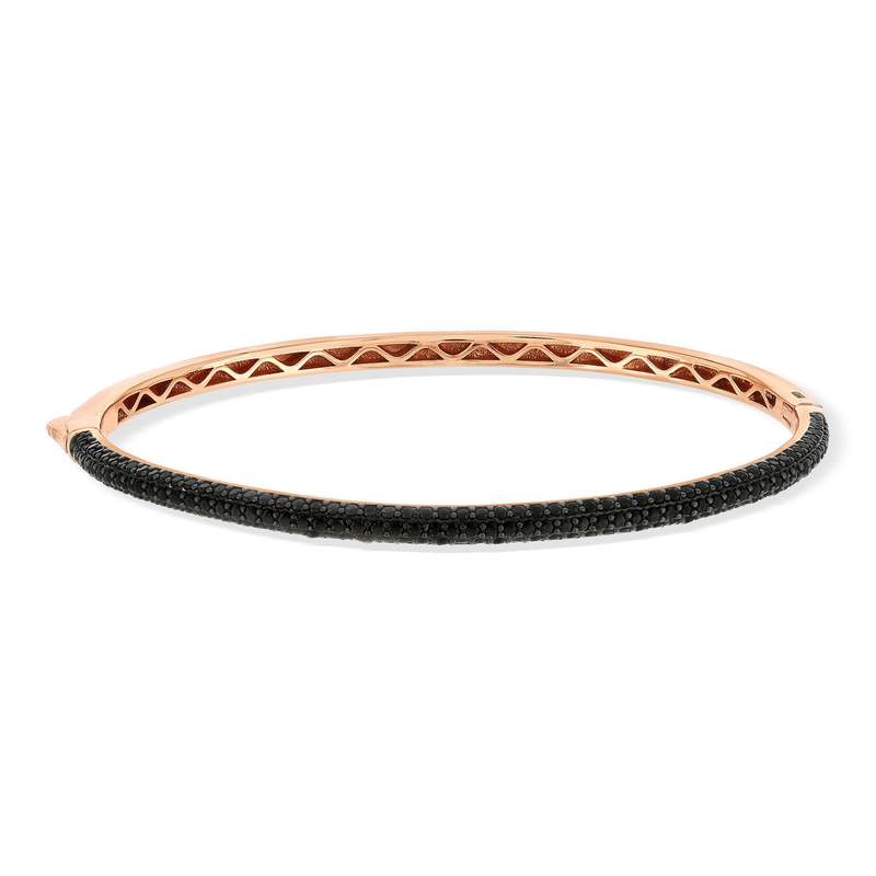 Bracelet argent 925 rose et ruthénium noir zirconias noirs - vue 1