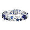 Bracelet argent 925 et ruthénium noir, pierres imitations bleues zirconias blanc 19 cm - vue V1