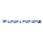Bracelet argent 925 et ruthénium noir, pierres imitations bleues zirconias blanc 19 cm - vue 2