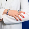 Bracelet argent 925 et ruthénium noir, pierres imitations bleues zirconias blanc 19 cm - vue Vporté 1