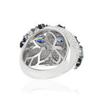 Bague argent 925 et ruthénium noir, pierres imitations bleues, zirconias. - vue 4