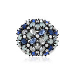 Bague argent 925 et ruthénium noir, pierres imitations bleues zirconias - vue 3