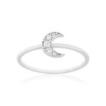 Bague argent 925 zirconias motif lune - vue 1
