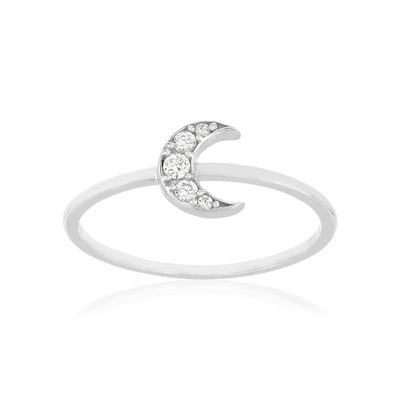 Bague argent 925 zirconias motif lune