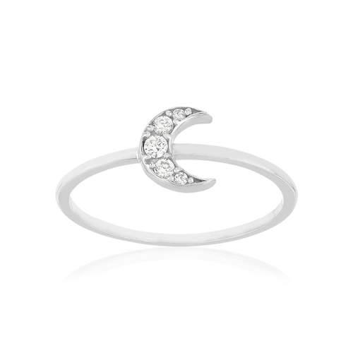 Bague argent 925 zirconias motif lune