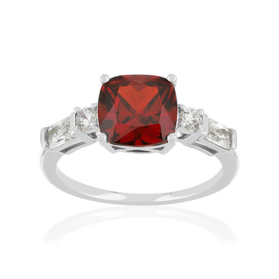 Bague argent 925 zirconia couleur grenat et zirconias blancs - vue 1