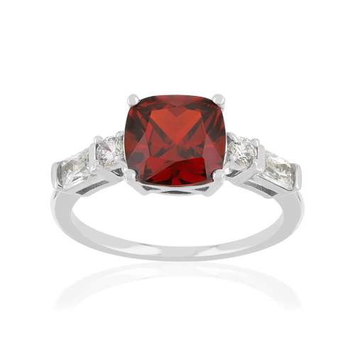 925 silver ring with garnet zirconia and white zirconias
