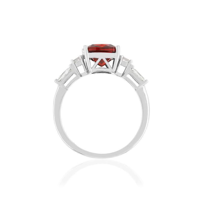 Bague argent 925 zirconia couleur grenat et zirconias blancs - vue 2
