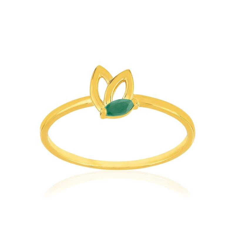 Bague or 375 jaune emeraudes - vue 1