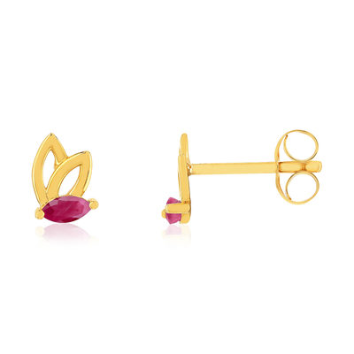 Boucles d'oreille or 375 jaune rubis - vue 1