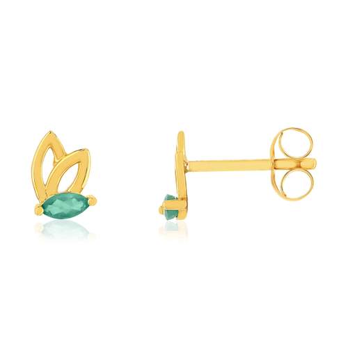 Boucles d'oreille or 375 jaune emeraudes