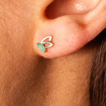 Boucles d'oreille or 375 jaune emeraudes - vue porté 2