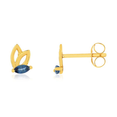 Boucles d'oreille or 375 jaune saphirs - vue 1