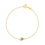 Bracelet or 375 jaune 2 tons émeraude et diamant 18cm avec anneau de raccourcissement 16cm - vue 1