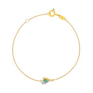 Bracelet or 375 jaune 2 tons emeraude et diamant