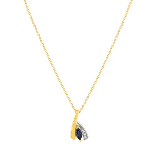 Collier or 375 jaune 2 tons saphir et diamant 45cm avec anneau de raccourcissement 42cm