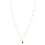 Collier or 375 jaune 2 tons saphir et diamant 45cm avec anneau de raccourcissement 42cm - vue 2