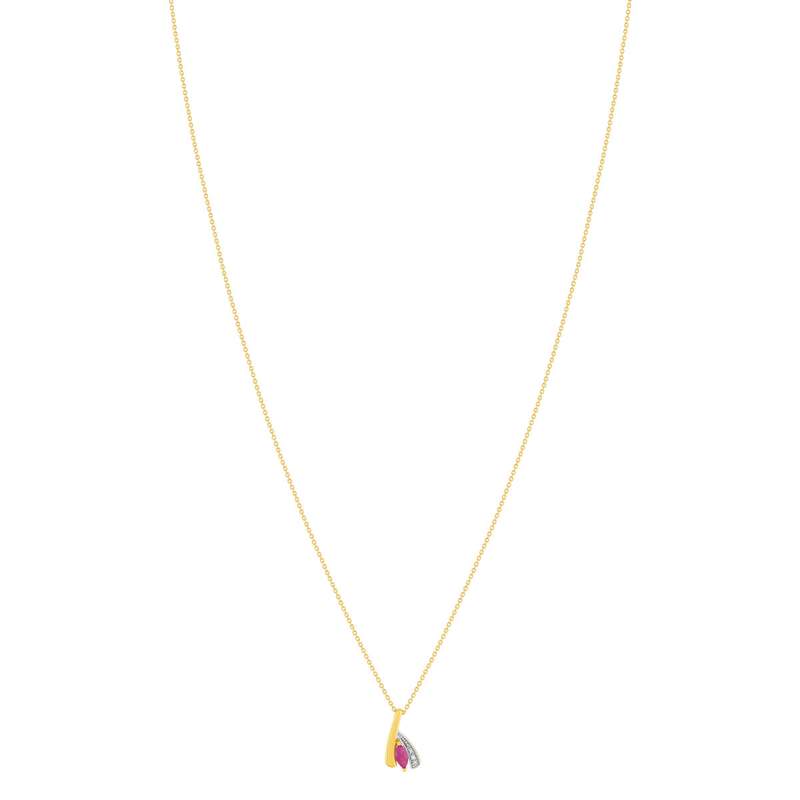 Collier or 375 jaune 2 tons rubis et diamant 45cm avec anneau de raccourcissement à 42cm - vue 2