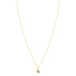 Collier or 375 jaune 2 tons emeraude et diamant 45cm avec anneau de raccourcissement 42cm - vue 2