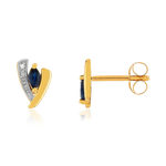 Boucles d'oreilles or 375 jaune 2 tons saphirs et diamants - vue 1