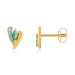 Boucles d'oreille or 375 jaune 2 tons emeraude et diamant - vue 1