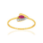 Bague or 375 jaune 2 tons rubis et diamants - vue 1