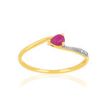 Bague or 375 jaune 2 tons rubis - vue 1