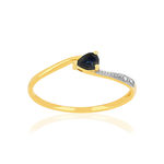 Bague or 375 jaune 2 tons saphir diamants - vue 1