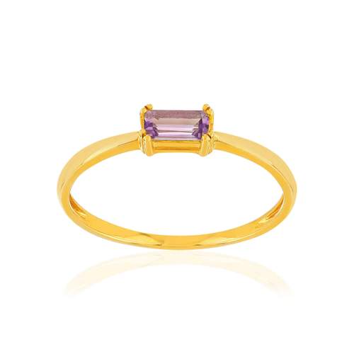 Bague or 375 jaune améthyste