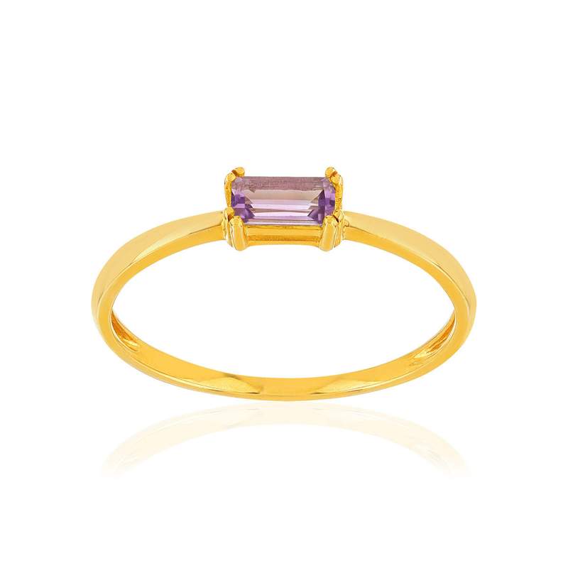 Bague or 375 jaune améthyste - vue 1