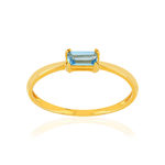 Bague or 375 jaune topaze bleue traitée - vue 1