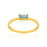 Bague or 375 jaune topaze bleue traitée