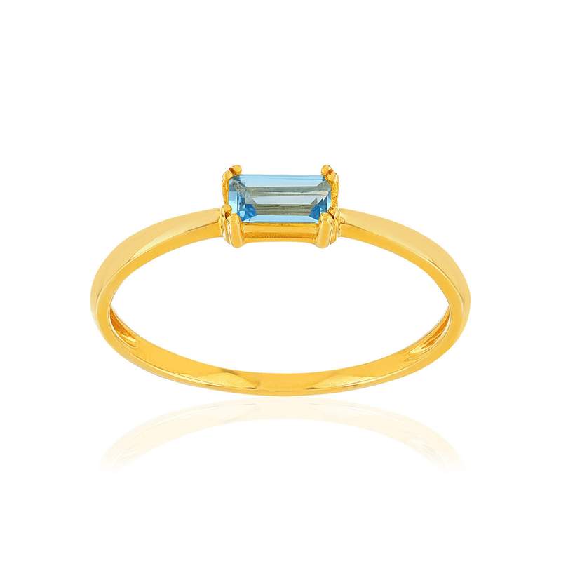 Ring van 375 geelgoud met een behandelde blauwe topaas - afbeelding 1