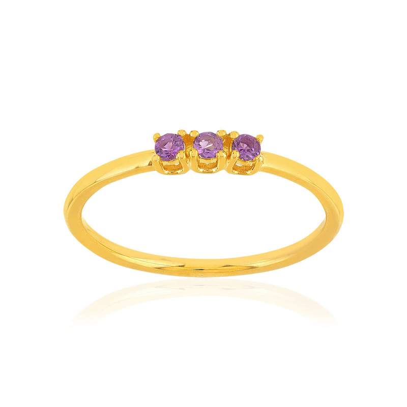 Bague or 375 jaune amethystes - vue 1