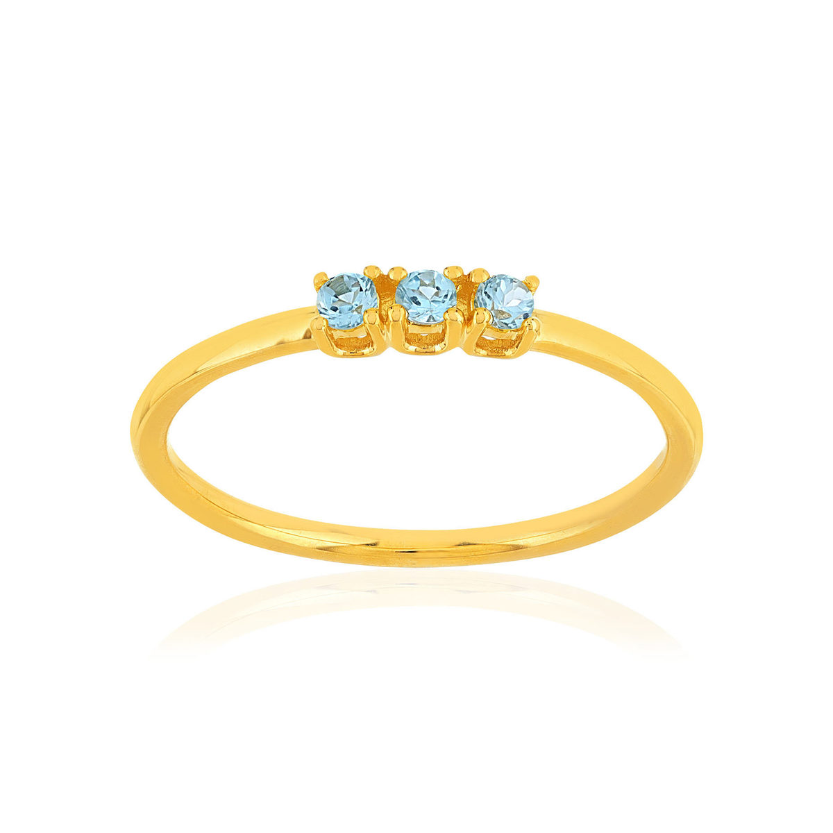 Bague or 375 jaune topazes bleues traitées