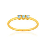 925 yellow gold ring with treated blue topaz stones - view 1