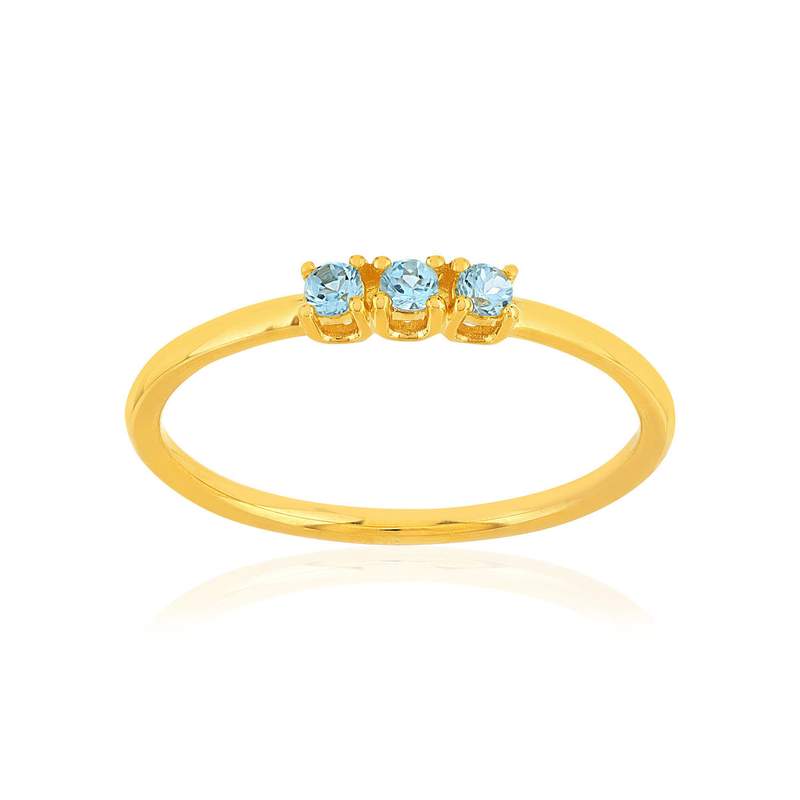Bague or 375 jaune topazes bleues traitées - vue 1
