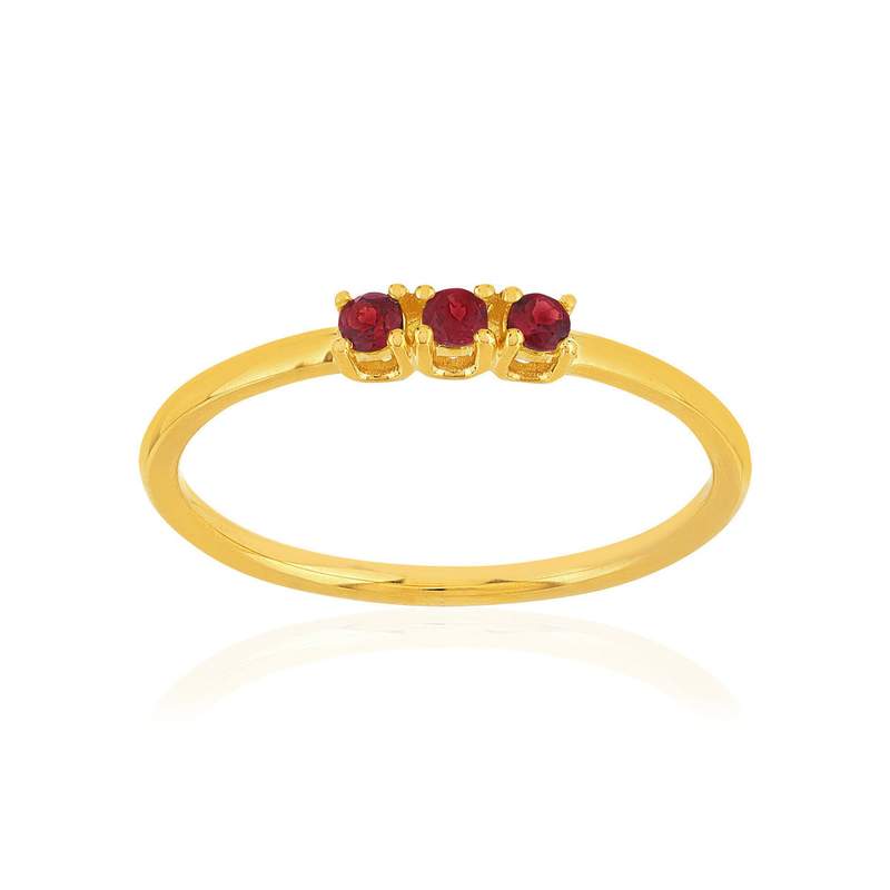 Bague or 375 jaune grenats - vue 1
