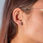 Boucles d'oreille or 375 jaune topazes bleues traitées - vue porté 1