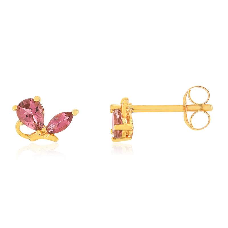 Boucles d'oreille or 375 jaune tourmalines - vue 1