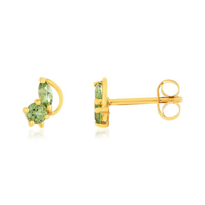 Boucles d'oreilles or 375 jaune péridots - vue 1