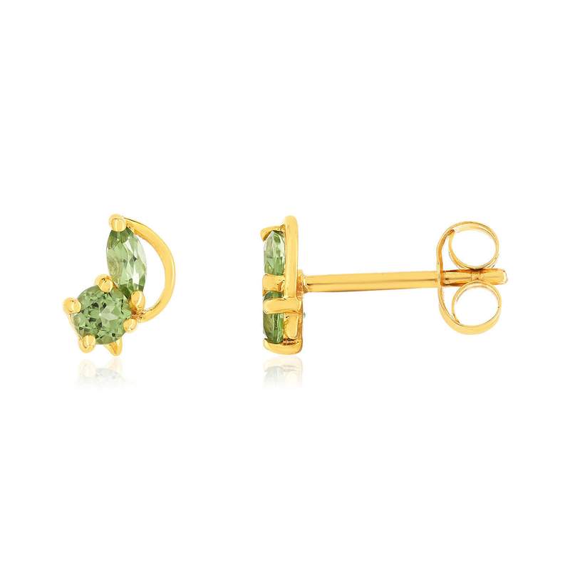 Boucles d'oreilles or 375 jaune péridots - vue 1