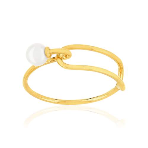 Bague or 375 jaune perle de culture de chine