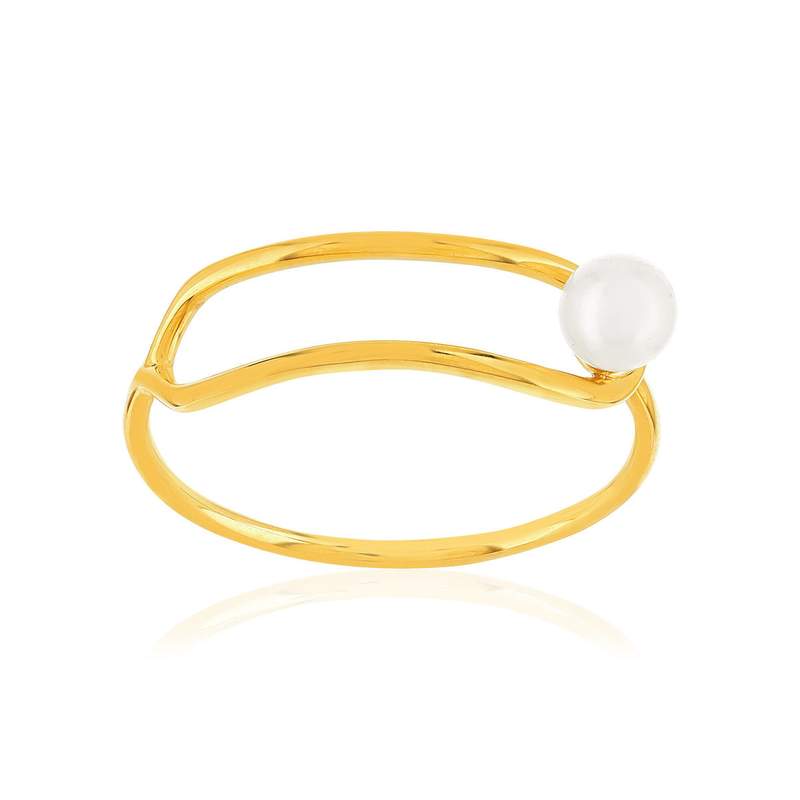 Bague or 375 jaune perle de culture de chine - vue 1
