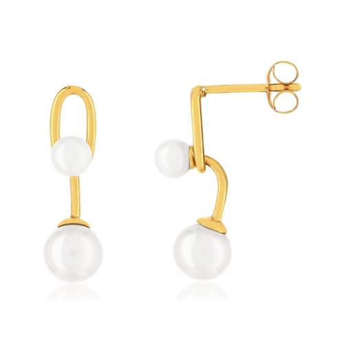 Boucles d'oreille or 375 jaune perles de culture de chine